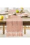 Table runner - Tablecloth - Bohemian style table runner - Pink table runner - With tassels - Woven country style home decor - Red... - 4