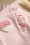 Baby Girl Ruffled Heart Embroidered 2-Piece Set - 100% Cotton Salmon Sweatshirt and Patterned Leggings Combination - 5