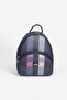 Navy Blue - Navy Blue Plaid Women's Backpack Sp945