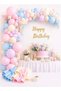 Pastel Balloon Garland Kit | Macaron Pink Blue Cream Gold Balloon Arch Decoration Set with Glue Dots & Strip for Birthday Party , Wedding , Baby Shower