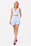 Women's Striped Shirt Fabric Crop Top and Shorts Two-Piece Set - 4