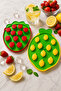 Plastic-Silicone Strawberry and Lemon Shaped 2-Piece Ice Container-Ice Box with Lid