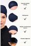 Non-Slip Bonnet Navy Blue Silicone Non-Slip Seamless Women's Hijab with Tie - 6