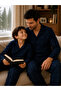 Plaid Pattern Father Son Long Sleeve Shirt Collar Buttoned Men's Pajama Set