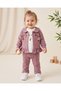 Baby Girl Stylish 3-Piece Cardigan Set with Mushroom Detail, Sweatshirt and Pants, 6-9-12-18-24 Months