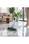 Floor Cleaning Brush with Attached Wiper 118 cm Long Metal Handle, Blue - 8