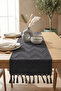 Zigzag Patterned Textured Tasseled Tablecloth Decorative Living Room and Kitchen Table Runner