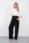 Women's Elastic Waist Palazzo Trousers with Pocket Detail, Comfortable - 3