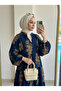 Women's Ethnic Embroidery Patterned Cobalt Blue Viscose Dress - 3