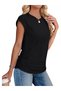 Women's short sleeve crew neck iskon blouse with side ruching - 5