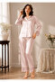 Lace-Embellished Stylish Model Satin Pajama Set with Dowery Box - Sweet Night - 3