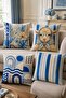 Blue Floral Lamb Patterned 4-Piece Throw Pillow Cover Set
