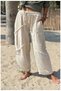 Women's Cream Cotton Linen Pocketed Washable Bohemian Loose Wide Leg Pants High Waist Muslin Pinterest