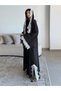 2026 Summer New Trendy Lace Trim Polka Dot Print Front Opening Abaya with Matching Headscarf - 2