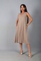 Women's V-Neck Front Trimmed Pique Fabric Sleeveless Oversize Midi Dress - 2