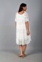 Women's Italian Sequin Detailed Round Neck Lined Lace Midi Dress - 4