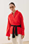 Wide Placket Long Sleeve T-Shirt Red - 7