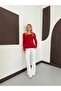 Women's V-Neck Flexible Long Sleeve Cotton Blouse - 5