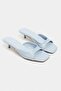 Hazel Baby Blue Rustic Patterned Blunt Toe Women's Thin Heeled Slippers - 4