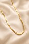 Gold Color Shiny Surface Italian Chain Necklace - 60 cm Elegant Design Thick Flat Necklace