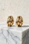 Women's Gold Color Thick Hoop Earrings - 2
