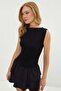Layered Skirt Boat Neck Mini Dress - 6