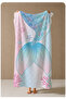 Pastel Pink Blue Mermaid Tail Patterned 70X150 Beach Towel - Digital Printed Bath Towel - 4