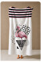 Black Pink Striped Flamingo Patterned 70X150 Beach Towel - Digital Printed Bath Towel - 3