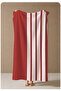 Red Cream Thick Vertical Striped 70X150 Beach Towel - Digital Printed Fade-Resistant Bath Towel - 4