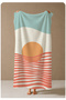 Mint Cream Orange Sunset and Striped Patterned 70X150 Beach Towel - Digital Printed Fade-Resistant Bath Towel - 4