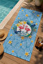 Light Blue Hello Summer Flamingo and Yellow Floral Pattern 70X150 Beach Towel - Digital Printed Bath Towel - 3