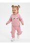 Cotton Heart and Ruffle Detailed Snap Fastener 2-Piece Baby Girl Set - 2