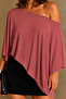 Women's One-Shoulder Powder Asymmetrical Draped Blouse - 2