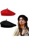 Two-pack berets - Medium 56-58 cm Classic French beret Women's artist's Winter Black, red