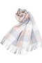 Women's plaid scarf blue 200x60cm warm tassel winter shawl.