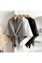 Women's warm winter scarf shawl dark gray elegant. - 5