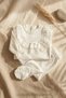 Ecru Aria Vintage Lace Detailed 100% Cotton Ruffled Baby Set - Stylish and Soft Baby Top and Bottom S - 4