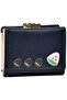 Women's wallet blue fruit pattern genuine leather card holder.