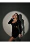 Women's Low-Cut Back Zipper Detailed Sequin Mini Dress - 4