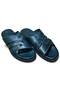 Genuine Leather Handmade Green Khaki Men's Slippers - 6