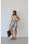Women's Gray Denim Shorts High Waist with Pockets Light Gray Washed Above Knee - 2