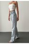 Women's Light Blue Tasli High Waist Stone Detailed Light Blue Wide Leg Jeans - 2