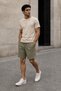 Men's Linen Khaki Shorts & Beige-White Basic Cotton 2-Piece T-Shirt Set – Premium Comfortable Fit 3-Piece Summer Set - 3
