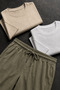 Men's Linen Khaki Shorts & Beige-White Basic Cotton 2-Piece T-Shirt Set – Premium Comfortable Fit 3-Piece Summer Set - 5