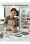 Set of 5 Square Food Storage Containers 160-1500 ml with Colorful Lids, Nesting Transparent Kitchen Organizer