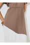 Brown and White Color Block Pleated A-Line Maxi Dress - 5