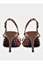 Brown Polka Dot Slingback High Heels - 4