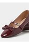 Burgundy Patent Ballerina Flats with Diamante Strap and Bow Detail - 3