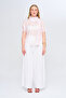Women's Chinese Collar String Button Detailed Short Sleeve Transparent Shirt - 3