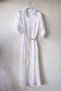 Italian White Shirt Collar 3/4 Sleeve Lined Skirt Ruffle Belted Embroidered Silk Woven Dress 137 58 - 2